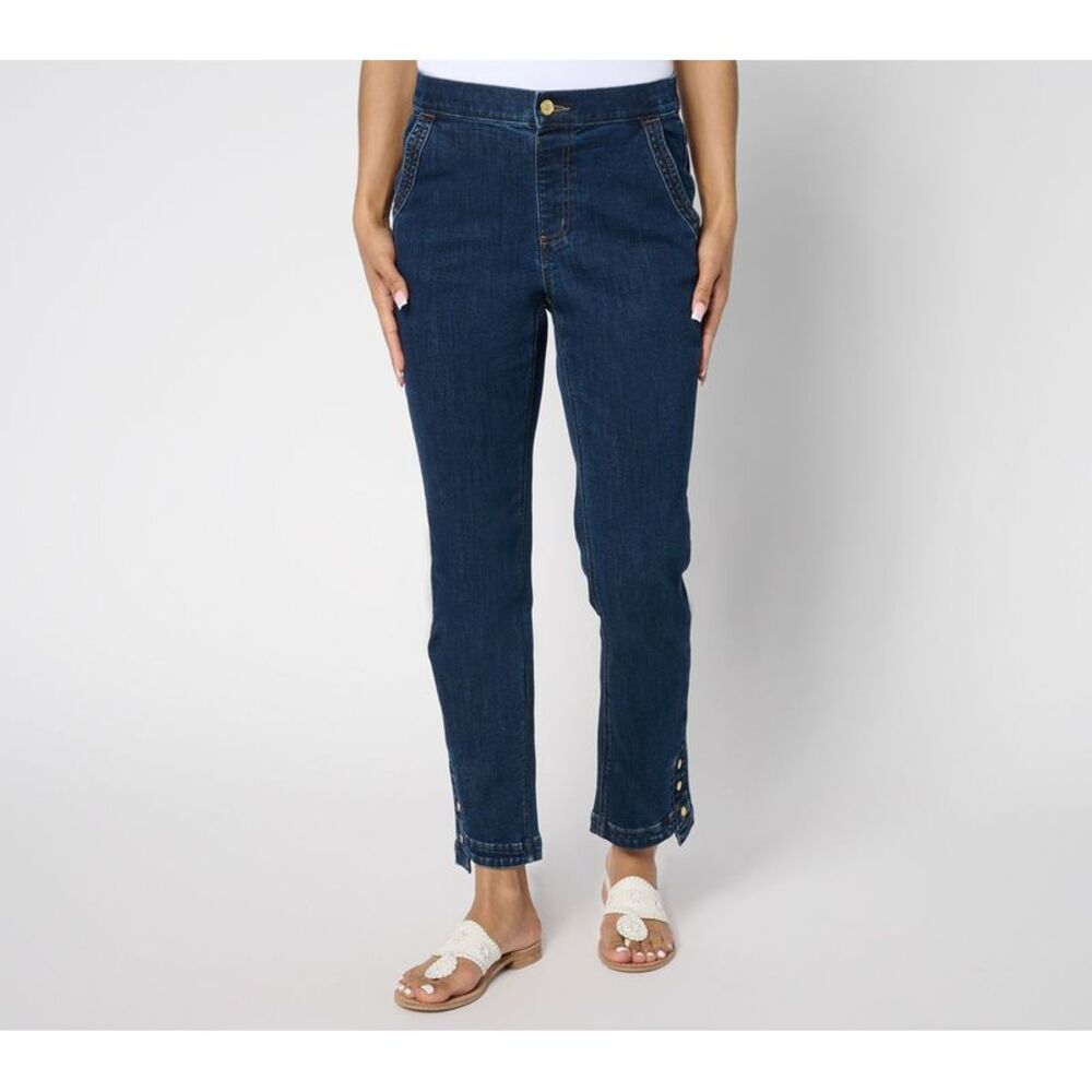 Denim & Co. Women's Pants Sz 4 Indigo Easy Straight Leg Ankle Jean Blue A682672